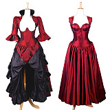 Dark Red Taffeta The Story Of O Corset Gown – Handmade Transformation Dress [G156]
