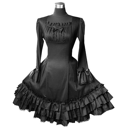 Rozen Maiden Shinku Inspired Black Cotton Gothic Lolita Dress [CK033]