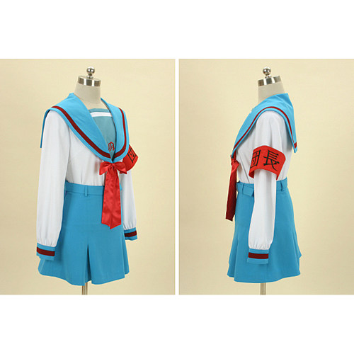 Haruhi Suzumiya School Uniform Cosplay Set in Blue and White – Uniform Fabric [CK187]