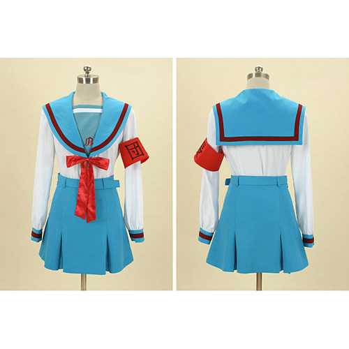 Haruhi Suzumiya School Uniform Cosplay Set in Blue and White – Uniform Fabric [CK187]