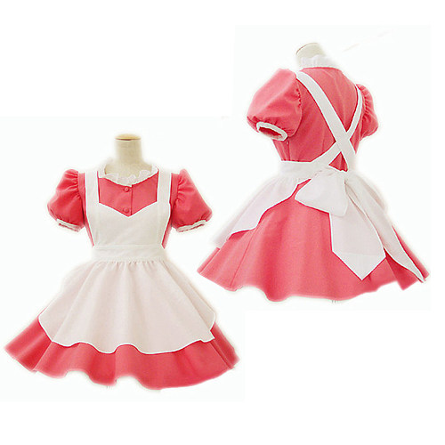 Pink Cotton Sissy Maid Dress with White Apron – Handmade Cosplay Outfit [CK102]