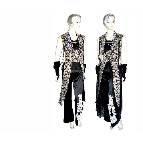 Visual Kei Gothic Aristocrat Costume in Black Satin and Brocade [CK692]