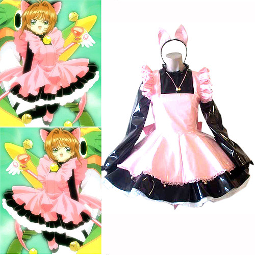 Cardcaptor Sakura Cat Ear PVC Cosplay Dress in Pink and Black [CK944]