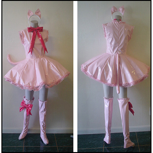 Cardcaptor Sakura Cat Transformation Costume in Pink Heavy PVC [CK1206]