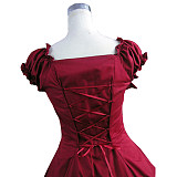 Victorian Green Cotton Lolita Cosplay Set – Ruffled Top and Tiered Skirt [CK1386]