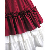 Victorian Green Cotton Lolita Cosplay Set – Ruffled Top and Tiered Skirt [CK1386]