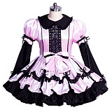 Pink & Black Velvet Sissy Lolita Dress – Lockable Gothic-Inspired Design [G3964]