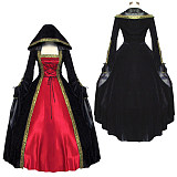 Red and Black Velvet Hooded Victorian Medieval Gown – Crossdressing Fantasy Dress [G517]