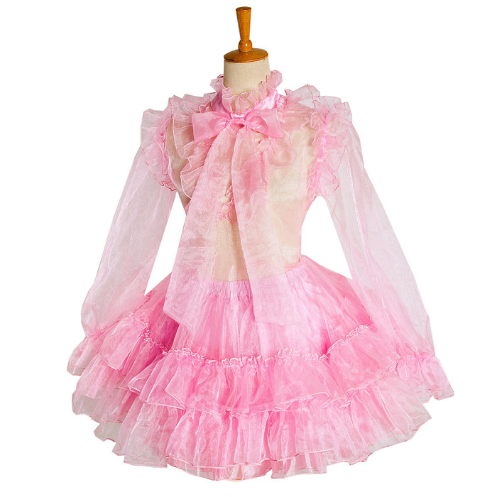 Lockable Blue Sissy Maid Organza Dress
