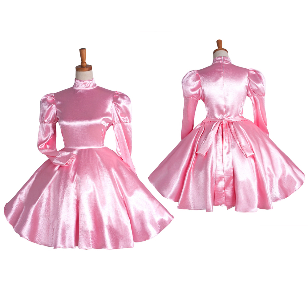 Long Sissy Maid Pink Dress