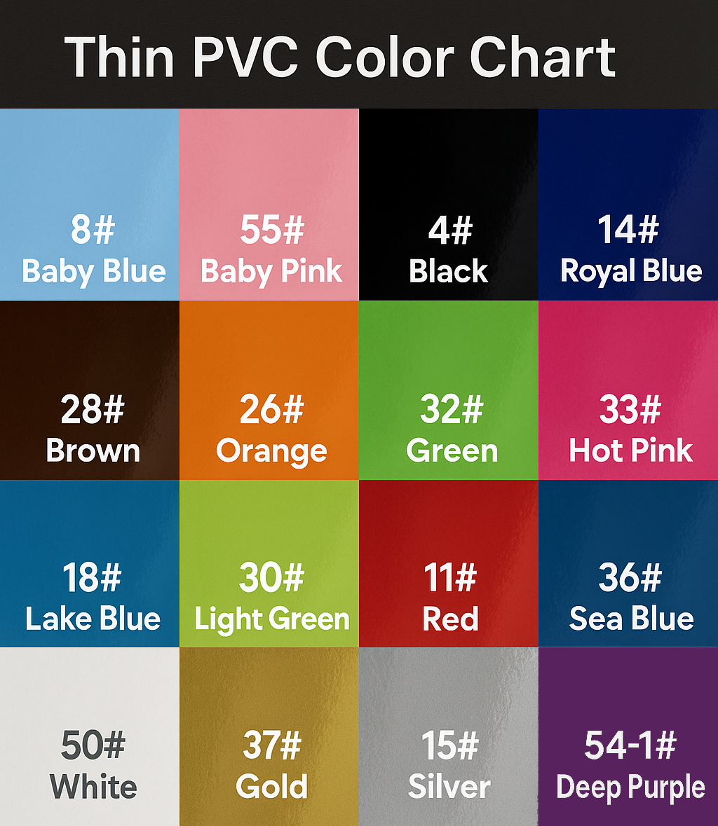 thin pvc color chart