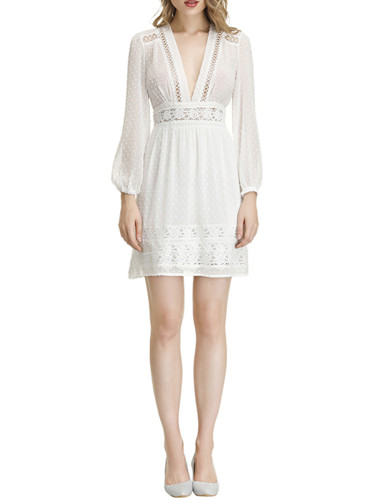 Casual Fashion Lace Ravishing White Back Zipper Mini Dress