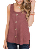 Appealing Pure Color Sleeveless High-Low Hemline Top