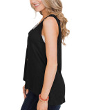 Appealing Pure Color Sleeveless High-Low Hemline Top