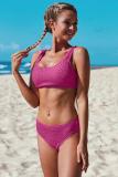 Scoop Neck Solid Color Two-Piece Swimsuit