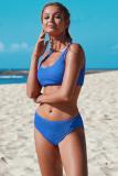 Scoop Neck Solid Color Two-Piece Swimsuit