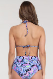High-Waisted Print V Neck Stripe Tassel Bikini