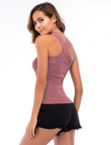 Appealing Pure Color Backless Ribbed Tank Top Criss Cross Snug Fit