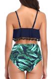 Tassel Solid Color Print High Waist Swimsuit