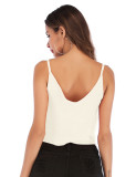 Bowknot Crop Tank Top V-Neck Pure Color For Streetshots