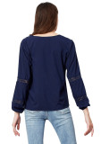 Lace Dress Long Sleeves Casual V Neck Tops & Tees