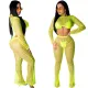 Two-piece beach suit with bare navel tops and wide legs
