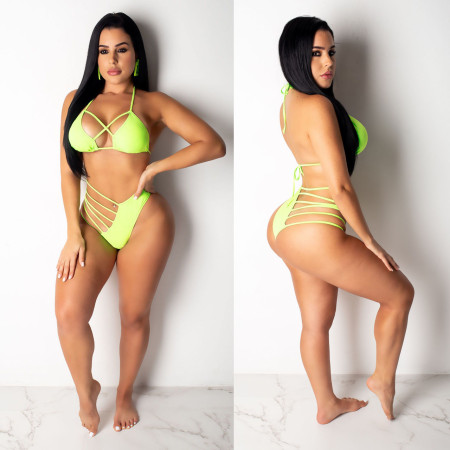Two pieces sets of fluorescent swimsuit