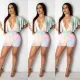 European and American women's tie-dyed deep V-shawl jumpsuit