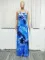 Printed tie-dyed suspender dress skirt