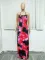 Printed tie-dyed suspender dress skirt