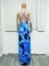 Printed tie-dyed suspender dress skirt