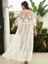 Loose mesh embroidered beach sunscreen jacket