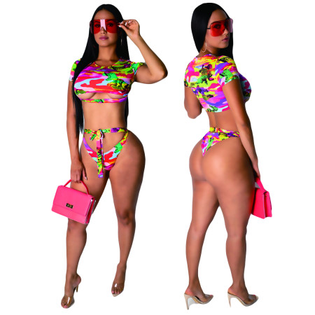 Summer Printed Sexy Swimsuit Bikini Two-piece Set