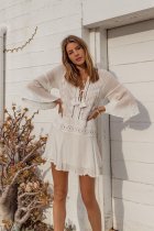 Chiffon crinkled lace bikini beach sunscreen shirt