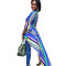 Irregular Swing Skirt with Rainbow Stripe Half Sleeve