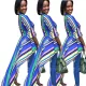 Irregular Swing Skirt with Rainbow Stripe Half Sleeve