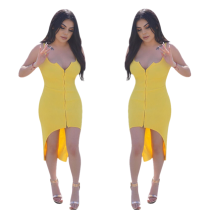 Pure coloured hip sling with zipper dress