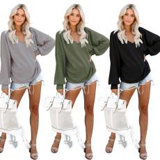 Loose Knitted Sweaters with Big V Collar and Shoulder Exposure