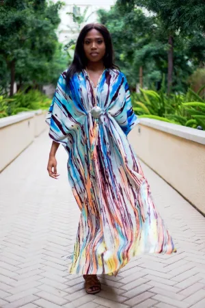 Location printed beach robe bikini blouse