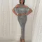 Flash tassel elegant shoulder-open dinner dress