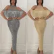 Flash tassel elegant shoulder-open dinner dress