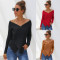 Loose knitted sweater with long sleeves with dot hollow