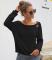 Short knitted sweater with open-shouldered round tie