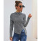 Vertical pattern half-high collar open-forked knitted sweater