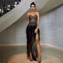 Sleeveless breast-wiping evening dress