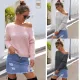 Warm knitted sweater with round collar