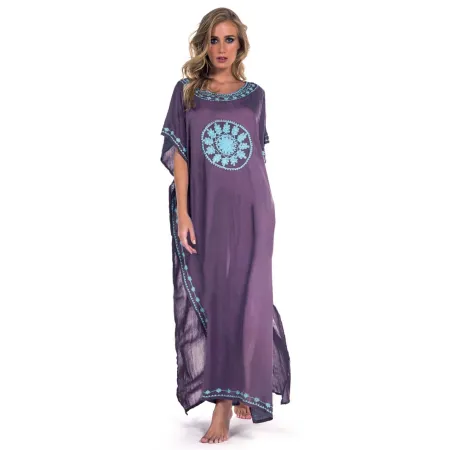 Dark purple embroidered bikini sunscreen skirt