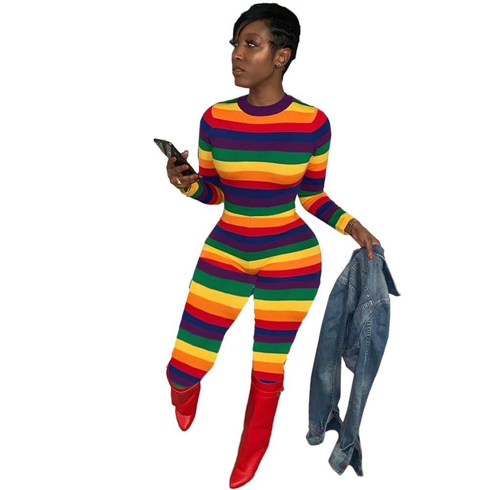 US$ 6.90 - Rainbow Digital Printing Fashion and Leisure Jumpsuits - www
