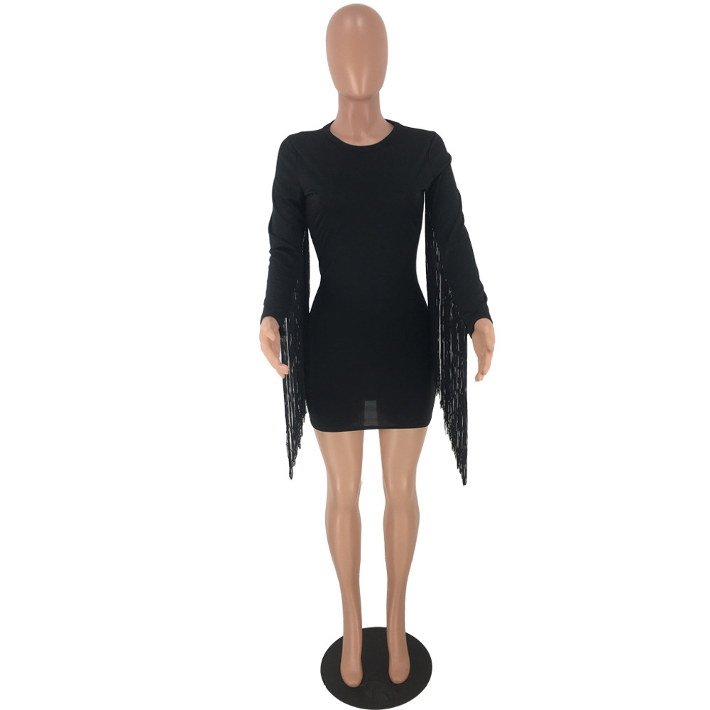 New 2025 Popular trade women's clothing popular autumn and winter sexy V-neck long-sleeved sexy short skirt printed dress