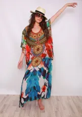 Man-made cotton positioning printed robe bikini blouse